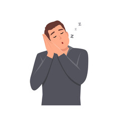 Young man feeling tired and sleepy. Flat vector illustration isolated on white background