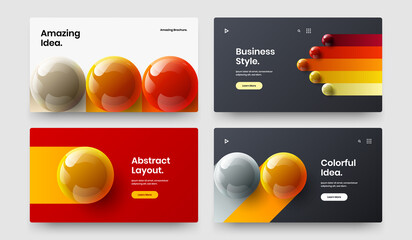 Creative site screen vector design layout composition. Unique realistic spheres postcard illustration collection.