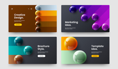 Original 3D balls flyer layout composition. Minimalistic poster design vector template collection.