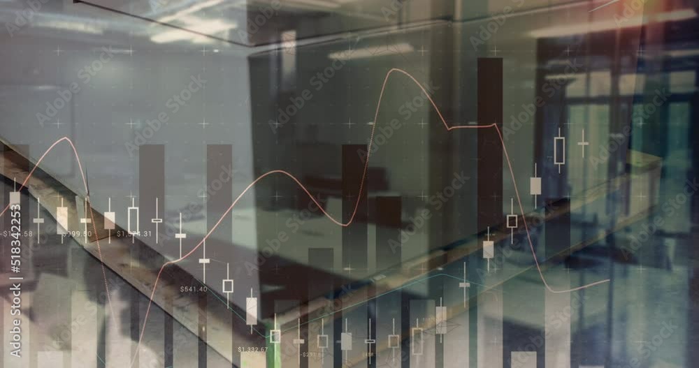 Poster animation of office and box over data processing