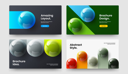 Abstract realistic spheres corporate cover template bundle. Original site vector design layout set.