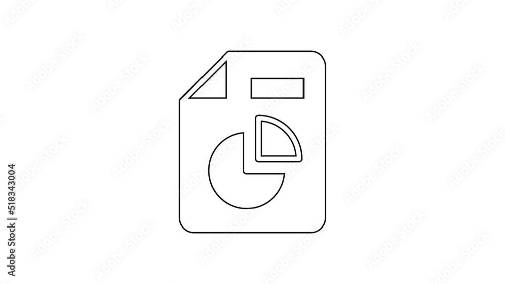 Poster black line document with graph chart icon isolated on white background. report text file icon. accou
