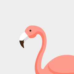 Pink flat flamingo. Suitable for logo or background.