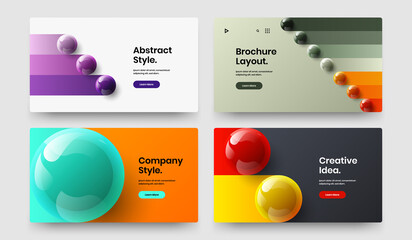 Amazing pamphlet vector design template bundle. Clean 3D balls company cover illustration set.