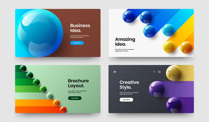 Modern realistic spheres banner concept bundle. Bright presentation design vector layout set.