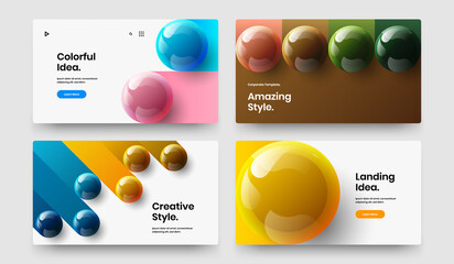 Abstract 3D balls flyer illustration collection. Colorful placard vector design layout bundle.