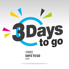 3 countdown left days logo icon, count time sale, three days left colorful vector illustration