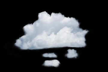 white fluffy clouds isolated on a black background, clipart