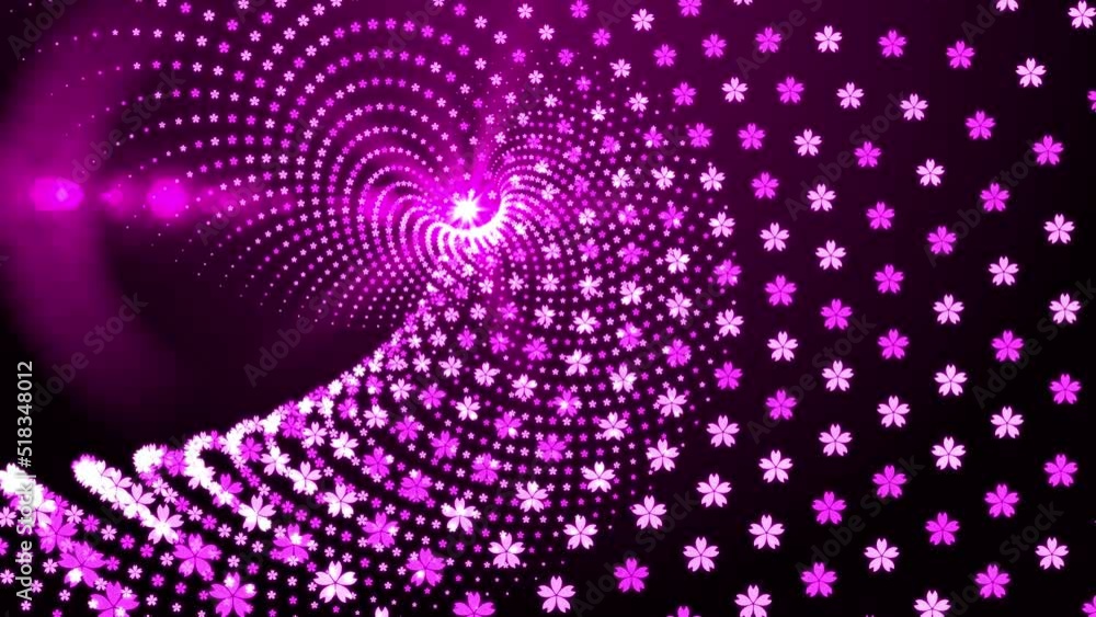 Poster abstract artistic motion view red pink wavy twisted sakura cherry blossom flower shape particles pat