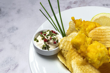 Paper cone with homemade fish and chips