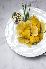 Paper cone with homemade fish and chips