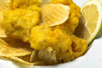 Paper cone with homemade fish and chips