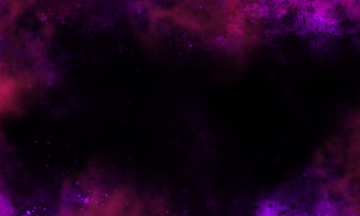 Fototapeta premium Abstract night sky space watercolor background with stars. Watercolor dark red pink nebula universe. Watercolor hand drawn illustration. Pink watercolor ombre leaks and splashes texture. 