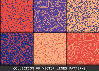 Collection of swatches memphis lines patterns.