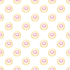 Seamless abstract rings pattern. Watercolor gold and pink background with ovals, circles for textile, wallpapers, wrapping paper