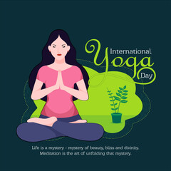 illustration of woman doing yoga pose on International Yoga Day