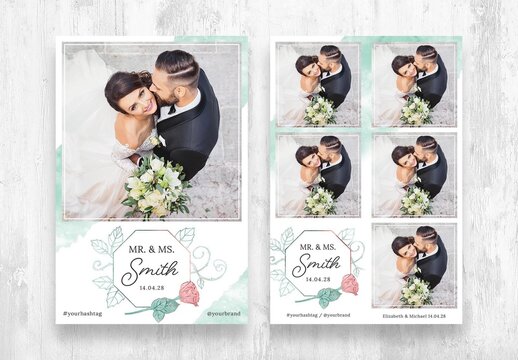 Watercolor Mint Green Photo Card Layout
