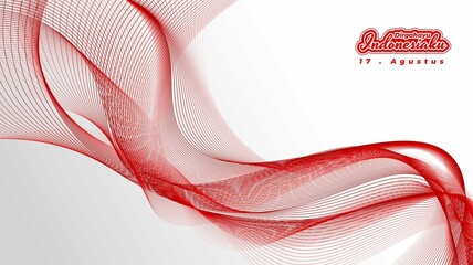 Waving red lines in abstract style for indonesia independence day design