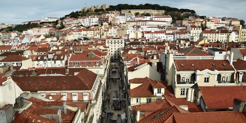 Fototapeta na wymiar Lisbon, city skyline seen from Santa Justa elevador. Lisbon, Portugal. Europe