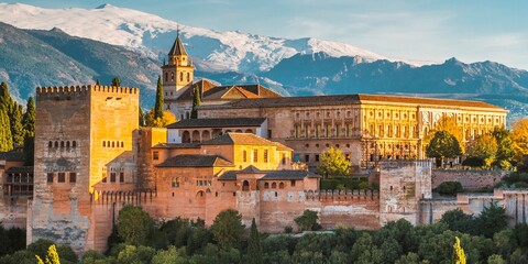 Alhambra from Mirador de San Nicolas. Granada, Andalucia, Spain, Europe. - obrazy, fototapety, plakaty