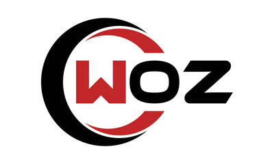 WOZ swoosh three letter logo design vector template   monogram logo   abstract logo   wordmark logo   letter mark logo   business logo   brand logo   flat logo   minimalist logo   text   word   symbol © Fahim