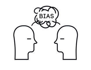 Bias communication two person concept illlustration, unclear explanations, not understanding, confused speech, talking nonsense speech, gossip, hard speaking, abusing talk, depression, stress