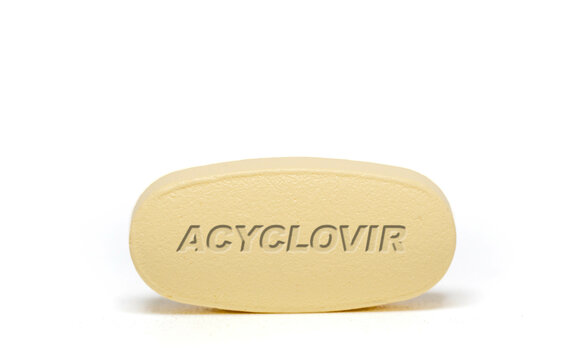 Acyclovir Pharmaceutical medicine pills  tablet  Copy space. Medical concepts.