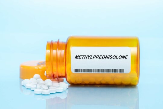 Methylprednisolone Drug In Prescription Medication  Pills Bottle
