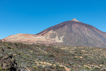 Panoramic view on volcano Pico del Teide and Montana Blanca, Mount El Teide National Park,...