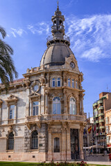 Fototapeta na wymiar City Hall of Cartagena. Old building in the historic center of Cartagena, Murcia, Spain.