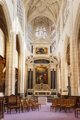 Fototapeta na wymiar Interior of church in medieval old town in Troyes Grand Est region of northeastern France