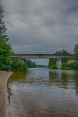 Fototapeta na wymiar Railway crossing over the river