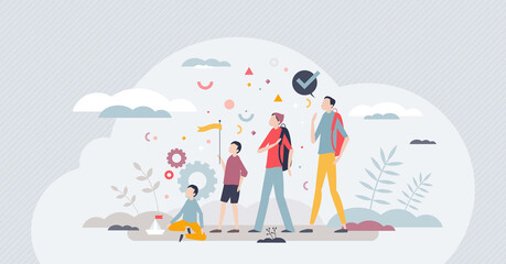 Adolescence male and teenage years from baby to adult tiny person concept. Phases of life between childhood and adulthood development vector illustration. Group with various boy generations together.