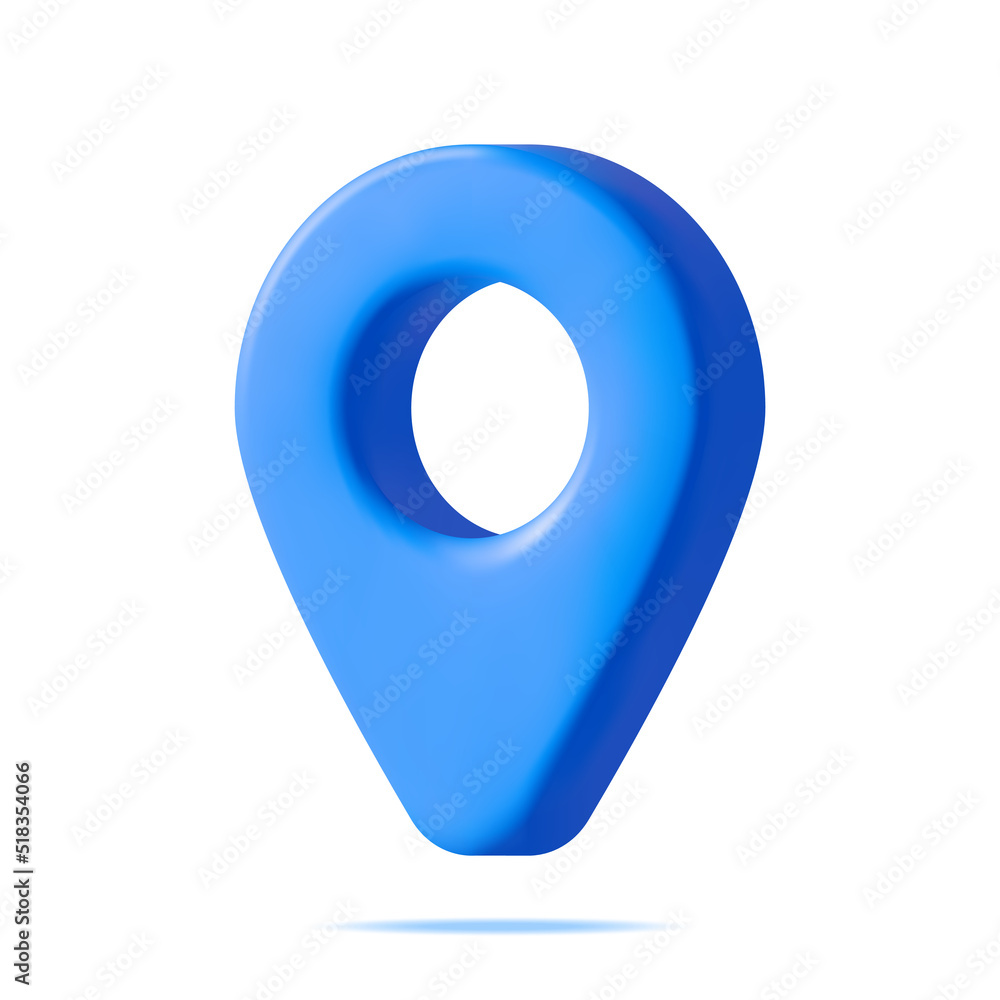 Poster 3d location map pin isolated on white. blue gps pointer marker icon. gps and navigation symbol. elem