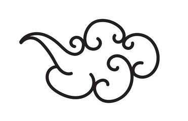 Tibetan cloud vector symbol elegant line style isolated on white background. Oriental traditional ornament for holiday card, invitation, party poster, flyer, decor element. Clouds in the sky. 10 eps
