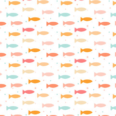 Seamless vector hand drawn fish pattern