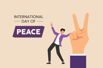 Peace hand. International day of peace. Vector illustration.