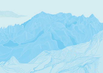 mountain range in light colors