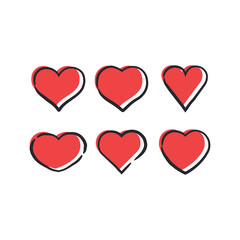 Hand drawn heart icons. Heart doodle collection for valentine's day. Wedding and love decoration elements.