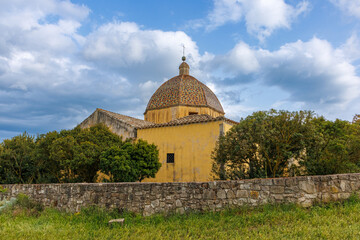 Fototapeta na wymiar Church of Saint Maria Maddalena near Las Plassas on the island of Sardinia