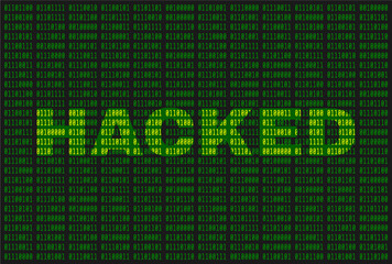Hacked Hacker Wallpaper Background Binary Green Text on Black Color Vector Illustration