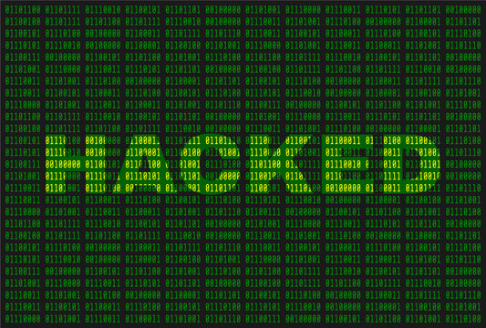 Hacked Hacker Wallpaper Background Binary Green Text on Black Color Vector Illustration