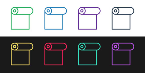 Set line Roll of paper icon isolated on black and white background. Vector