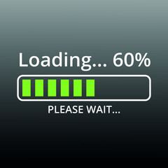 vector loading progress bar, loading icon, 60% loading illustration.