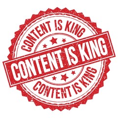 CONTENT IS KING text on red round stamp sign