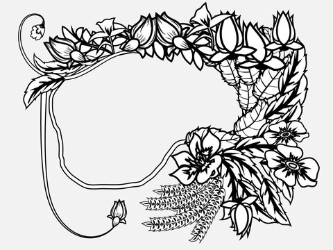 illustration of flowers and creeping leaves