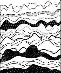 Mountains Waves Texture Illustration Art Draw