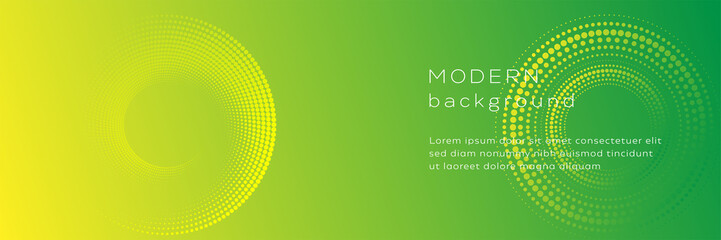 Modern minimal contemporary green gradient circular pattern of dots background Banner vector illustration