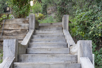 In-park stairs made of wood that goes up