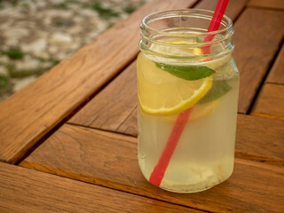 Fototapeta premium glass of lemonade with mint